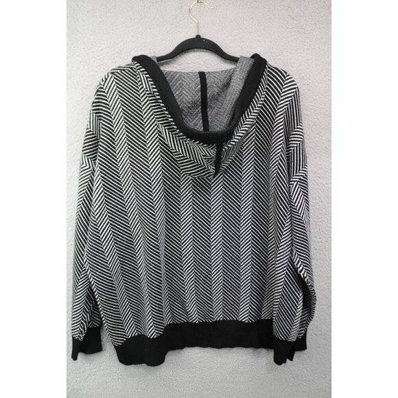 Joie Black & White Chevron Hooded Long Sleeve Sweater-Size 1X-Very Soft - Picture 8 of 10
